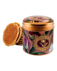 Stroopwafels in Blik "Roze Tulpen"