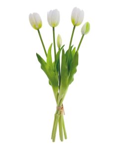 Tulpen Kunstbloem Boeket 5 stuks, 'Wit' 39 cm