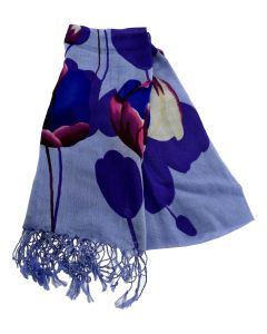 Robin Ruth Sjaal "Paars met Blauwe Tulpen"
