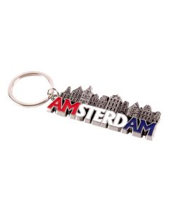 Sleutelhanger "Amsterdam Rood/Wit/Blauw Grachtenhuisjes" 