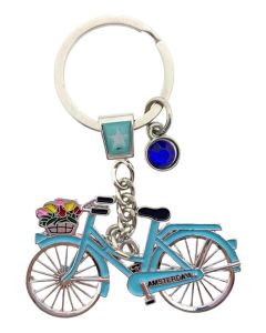 Sleutelhanger fiets met strass Amsterdam - blauw
