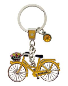 Sleutelhanger Fiets met strass Holland - Geel