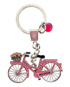 Sleutelhanger fiets met strass Amsterdam - Roze 