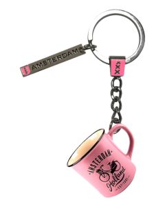 Sleutelhanger Mokje Amsterdam / Roze