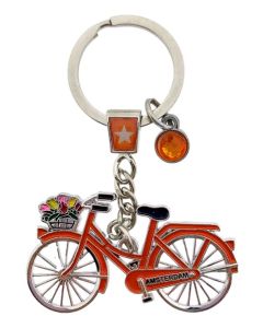 Sleutelhanger Fiets met Strass Amsterdam Oranje