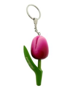 Sleutelhanger Houten Tulp Cyclaam/Roze, 8 cm