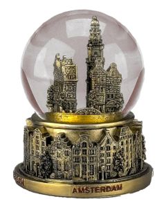 Sneeuwbol Amsterdam - Goudkleurig, 9 cm