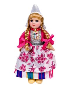 Porseleinen Pop - Nederlandse Klederdracht Roze, 17 cm 