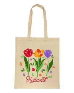 Katoenen Tas "Drie Tulpen Gekleurd Holland"