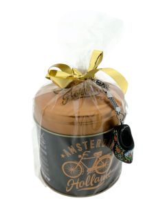 Stroopwafels Cadeau  "Amsterdam Holland Fiets Goud"