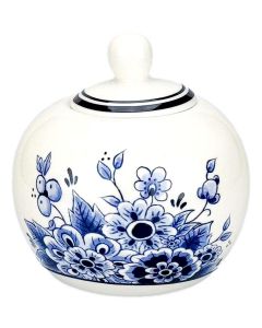 Keramieken Suikerpot - Delfts Blauw Stijl Bloemenmotief