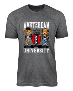 Unisex T-Shirt Amsterdam Bear University Donker Grijs