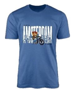 Unisex T-Shirt Me With Bike Amsterdam Blauw