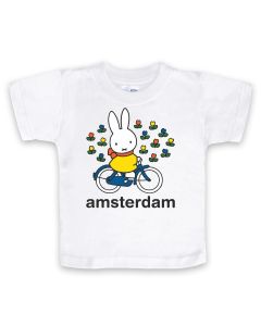 Kinder T-Shirt Nijntje met Fiets in Amsterdam en Tulpen 