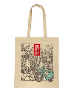 Katoenen Tas "Amsterdam Fiets Groen"