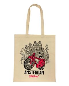 Katoenen Tas "Amsterdam Fiets Rood"