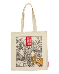 Katoenen Tas "Amsterdam Fiets Geel"
