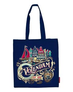 Katoenen Tas "Volendam Ornaments - Blauw"