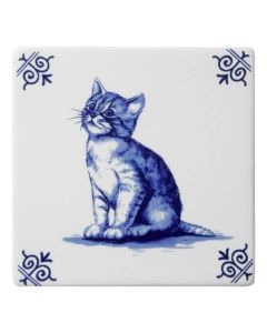 Tegel "De Poes" , 13 cm 