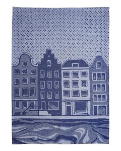 Theedoek Huisjes Delfts Blauw 50x70cm