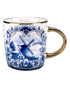 Theemok "Windmolen - Goud" Delfts Blauw