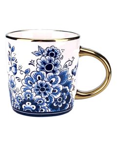 Theemok "Bloemen - Goud" Delfts Blauw