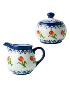Melk en Suiker set Oranje Tulp - 2-delig - Keramiek
