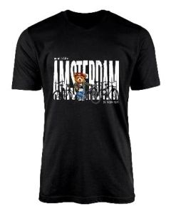 Unisex T-Shirt Me With Bike Amsterdam Zwart