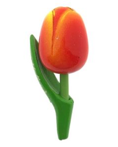 Magneet Houten Tulp Rood/Geel, 8 cm