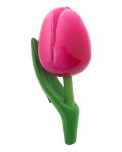 Magnet Wooden Tulip Dark Cyclamen/Pink, 8 cm