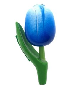 Magneet Houten Tulp Donker Blauw/Wit, 8 cm