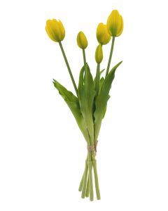 Tulpen Kunstbloem Boeket 5 stuks, 'Geel' 39 cm