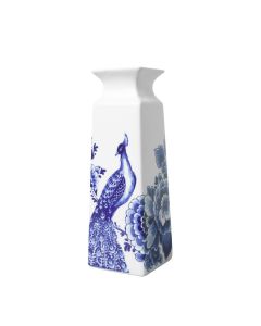 Vaas Paauw met Bloemen groot - vierkant
