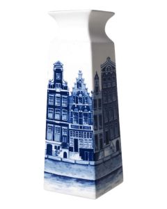 Vierkante Vaas Huisjes Klein, 15 cm 