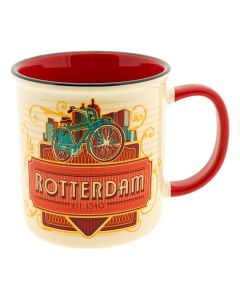 Beker Vintage Rotterdam Skyline Fiets Rood - Groot