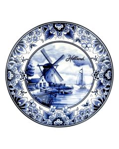 Bord Delfts Blauw - Molen en Zeilboot (15 cm) (medium)