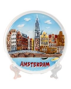 Wandbord Amsterdam Kleur - Keramiek - 10 cm (klein)