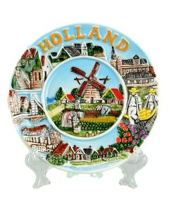 Wandbord Molen en Hollands Landschap - 10 cm (klein)