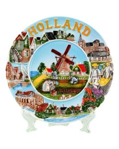 Wandbord Molen en Hollands Landschap - 15 cm (medium)