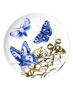 Wandbord Vlinders - Blauw & Goud , 26.5 cm