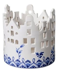 Theelichthouder Huisjes Delfts Blauw Groot