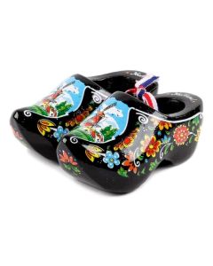 Set houten klompjes 10cm, Zwart