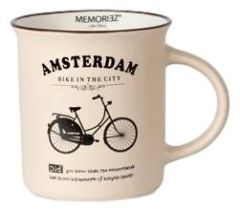 Mok Memoriez - Amsterdamse Fietsen - Mat Zandkleur, Groot