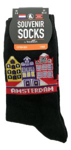 Ladies Socks "Amsterdam Houses Yellow/Blue/Red" 35-41