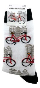 Heren Sokken "Wit/Zwart Fietsen" - 40-46