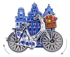 Magneet Amsterdam Fiets Delfts blauw 
