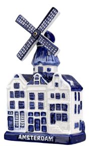 Stellingmolen Amsterdam - Delfts Blauw in doosje , 15 cm