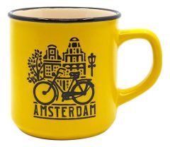 Mok Amsterdam fiets geel - klein