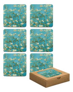 Coasters Almond Blossom (cork) in box, 6 pieces