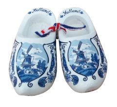 Set houten klompjes 8cm, delfts blauw